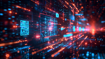 Obraz premium Data exchange, digital technology, AI, Business Intelligence, big data management, internet network connection, Digital software technology and global business development, Artificial intelligence