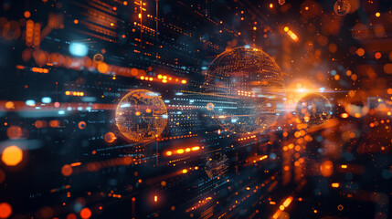 Fototapeta premium Data exchange, digital technology, AI, Business Intelligence, big data management, internet network connection, Digital software technology and global business development