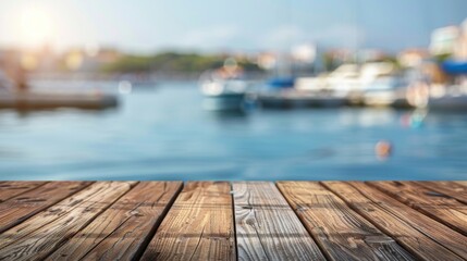 Wooden harbor docks top with copy space. Harbor background