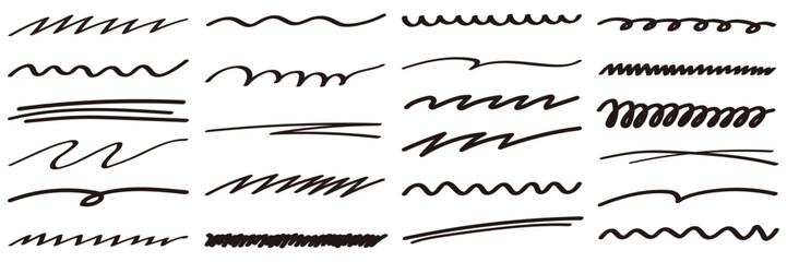 手描きの線画フレームのベクターイラストセット。手書き、線、落書き - obrazy, fototapety, plakaty