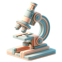 A colorful microscope with a pink and blue base