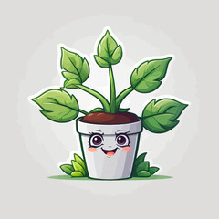 Cute Plant Cartoon Design Very Cool