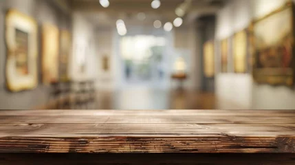 Foto op Plexiglas Wooden table top with copy space. Art gallery background © Jane Kelly