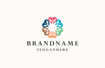 Love flower logo icon design template vector illustration