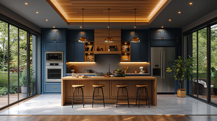Kitchen cabinets - meticulous symmetry - perfectly centered composition - 