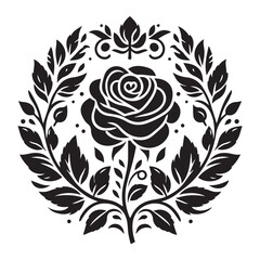 illustration with rose silhouette isolated on white