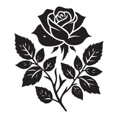 illustration with rose silhouette isolated on white