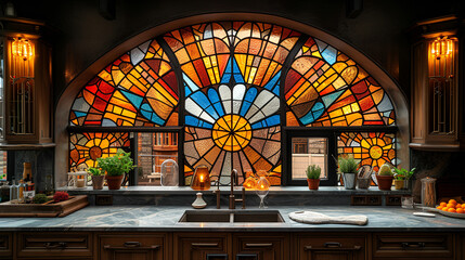 Obraz premium Stained glass in the kitchen - very stylish - design and decor 