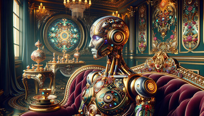 Fototapeta na wymiar Opulent AI: A Vibrant Symphony of Complexity and Color