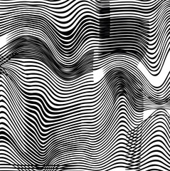 Distorted lines in separate pieces form a texture.