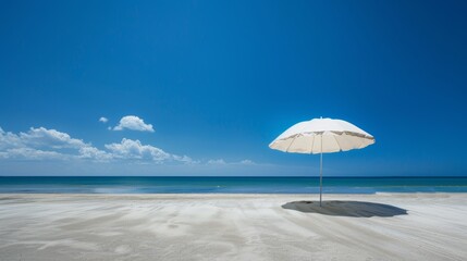 White Beach Umbrella under Clear Blue Sky