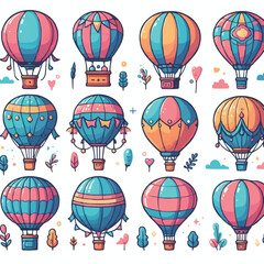 Obraz na płótnie Canvas free vector Collection of colored hot air balloons