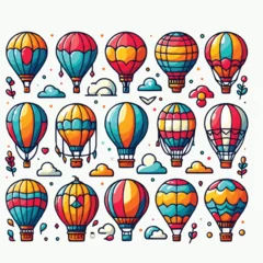 Papier Peint photo Lavable Montgolfière free vector Collection of colored hot air balloons