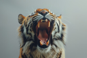 Angry Tiger: Angry growl - obrazy, fototapety, plakaty