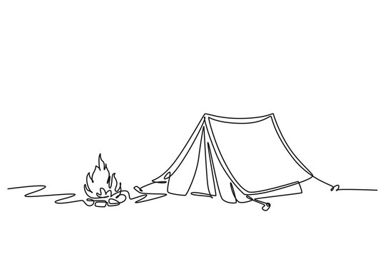 temp - new desigContinuous one line drawing of tents and resting equipment when climbing. Business, success, leadership, achievement and goal concept. Single line draw design vector iln 6000 x 4000 px