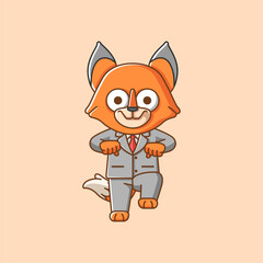 Cute fox businessman suit office workers cartoon animal character mascot icon flat style illustration concept