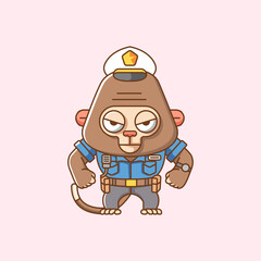 Cute monkey police officer uniform cartoon animal character mascot icon flat style illustration concept