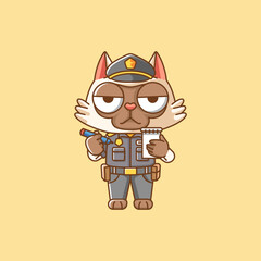 Cute cat police officer uniform cartoon animal character mascot icon flat style illustration concept