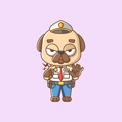 Cute dog police officer uniform cartoon animal character mascot icon flat style illustration concept