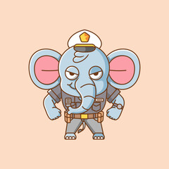 Cute elephant police officer uniform cartoon animal character mascot icon flat style illustration concept