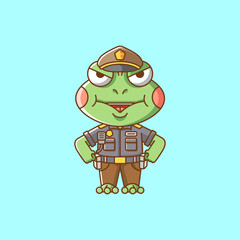 Cute cat police officer uniform cartoon animal character mascot icon flat style illustration concept