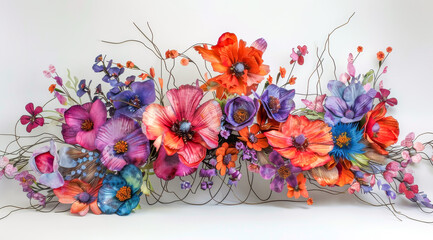 Handcrafted flower arrangement with bold and vibrant colors,ai generated