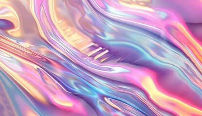 Abstract iridescent holographic background with wavy gradient for design, banner or cover. Hologram effect on soft pastel colors generative ai