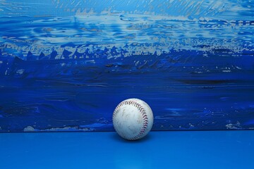 Create a sense of nostalgia with a lone baseball against a vibrant blue canvas