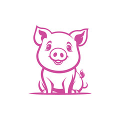 Pink Cute Pig Masct Ilustration