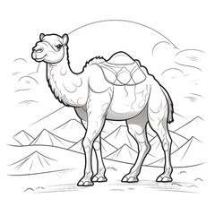 A Camel in the Jungle style of color, Isolated on transparent PNG background, Generative ai