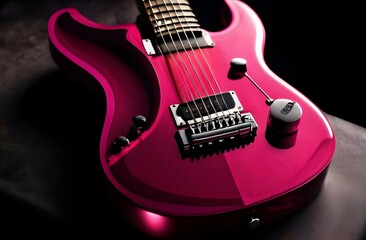 Fototapeta premium Striking Pink Electric Guitar: A Modern Masterpiece of Design and Performance