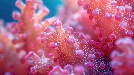 Fototapeta premium Beneath the surface of the ocean, a stunning coral reef thrives, teeming with life and color. This underwater ecosystem, a complex and delicate habitat, supports a diverse array of marine species. Viv