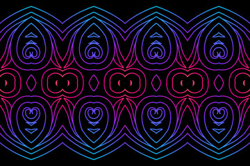 Seamless colourful batik ethnic dayak borneo line art pattern for aesthetic background or garment textile