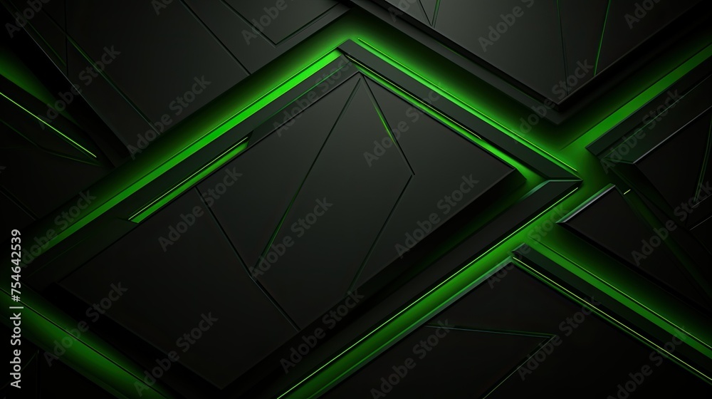 Sticker black and green abstract geometric background