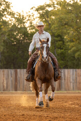 Cowboy Trainer riding a sorrel quarter horse