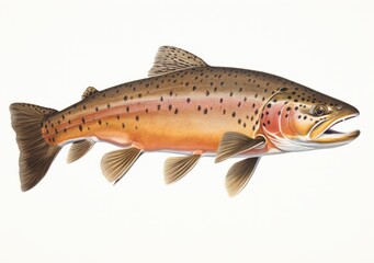 Portrait of a beautiful rainbow trout on a white background