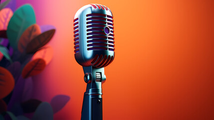 Sparkling microphone on background