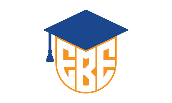 EBE initial letter academic logo design vector template. school college logo, university logo, graduation cap logo, institute logo, educational logo, library logo, teaching logo, book shop, varsity