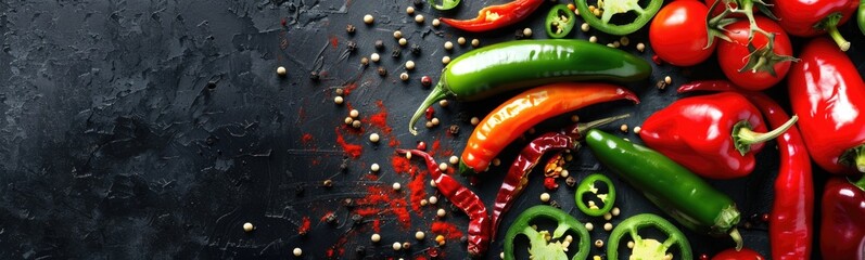 Jalapeno hot spices. Food background  - obrazy, fototapety, plakaty