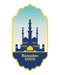 decorative ramadan blue gold mosque islamic logo icon concept vector design