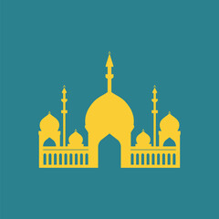 minimalist gold mosque islamic logo icon concept vector design