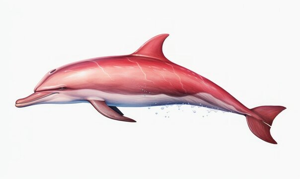 Dolphin pink and white  isolated on white background