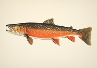 Portrait of a beautiful rainbow trout on pink background.