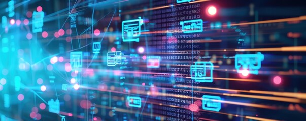 financial icons with futuristic financial technology background