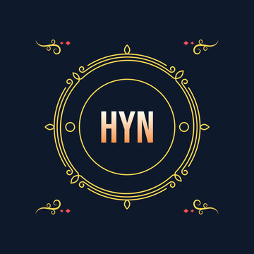 Initial letter HYN logo design vector Template. Elegant luxury outline ornamental logo design.