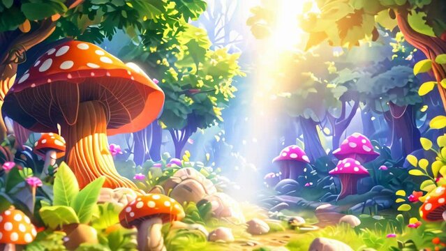 beautiful mushrooms in the forest. 4k video