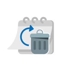 file moved in trash folder for a month concept illustration flat design vector. simple graphic element for ui, infographic, icon