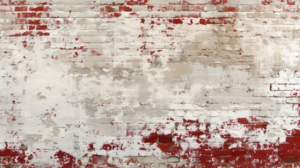 Weathered brick wall with peeling paint