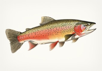 Portrait of a beautiful rainbow trout on white background