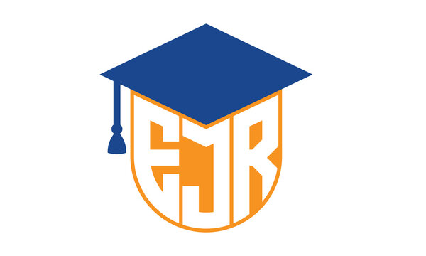 EJR initial letter academic logo design vector template. school college logo, university logo, graduation cap logo, institute logo, educational logo, library logo, teaching logo, book shop, varsity